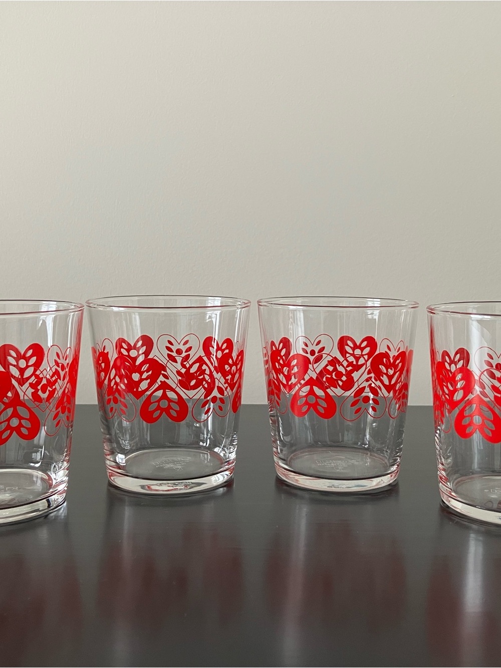 Vintage IKEA VINTERFINT Red Heart Glasses - Set of 4